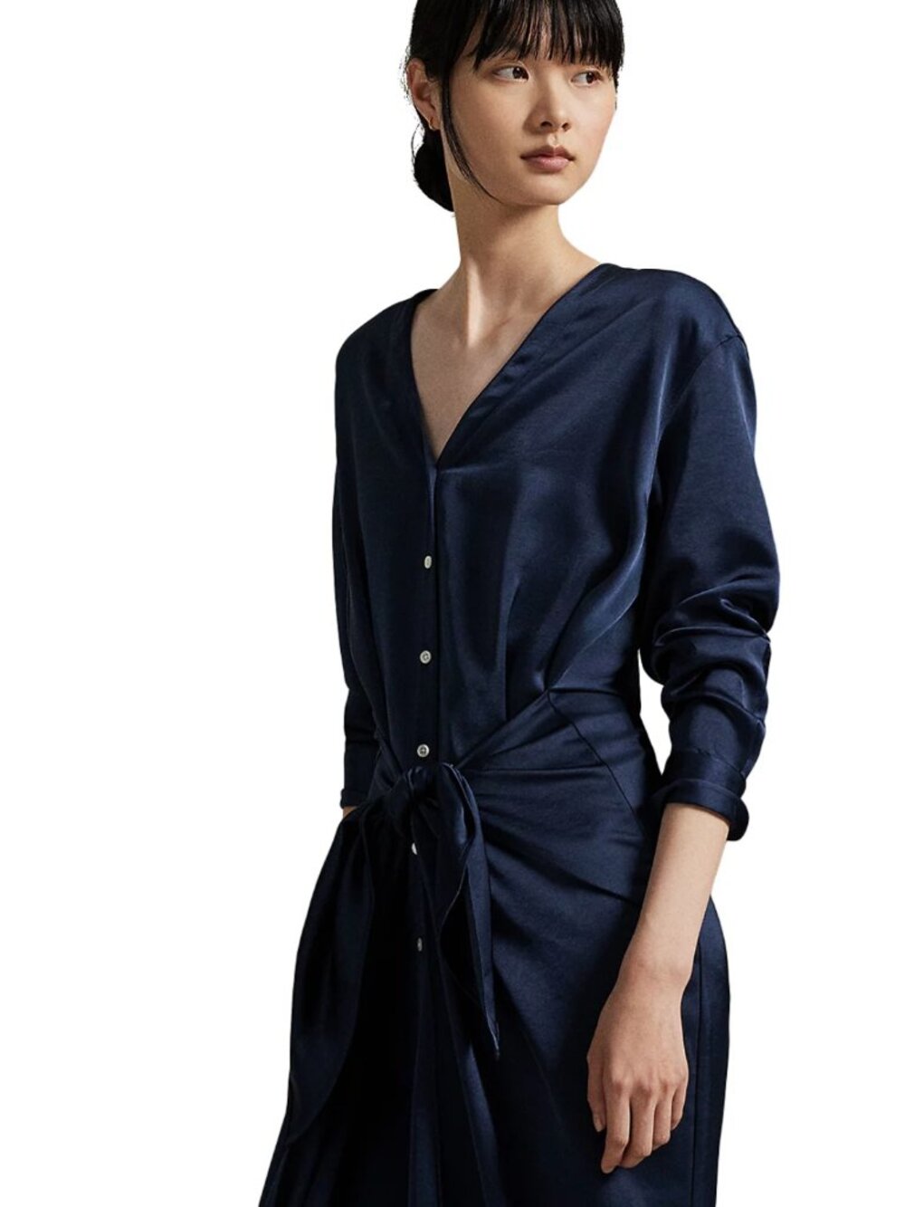 Polo Ralph Lauren Satin Tie Front Wrap Shirtdress